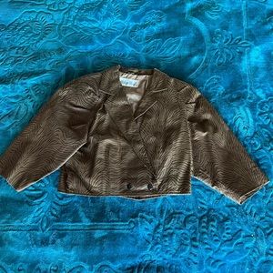 Vintage Zebra Print Genuine Leather Cropped Jacket